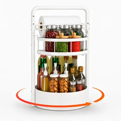 Image de Étagère à herbes rotative à 2 niveaux pour la cuisine
