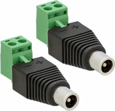 Produktbild von DC Hohl Buchse Adapter 2,1 x 5,5 mm > Terminalblock 2Pin Schraub Klemme 2-teilig[2x Stecker]