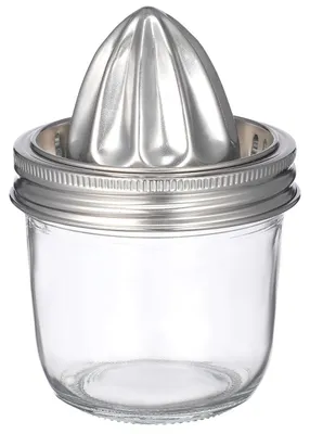 Zitruspresse aus Glas und Edelstahl, 13 x 9 x 9 cm