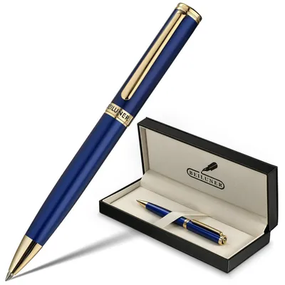 Produktbild von Gel-Pen Blaulack 24K Goldfinish ADMOK Schwarzmine Klickmechanismus Geschenkbox