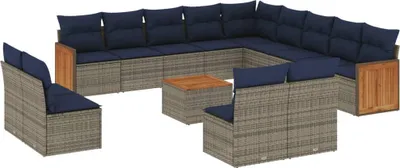 Produktbild von 14-teiliges Gartensofa-Set mit Kissen, grau, Polyrattan