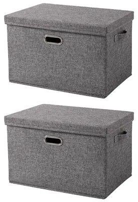 Produktbild von Faltbare Aufbewahrungsbox mit Deckel, 2er-Set, Stoffbox mit Griffen, stapelbarer Stofforganizer, große Aufbewahrungsbox für Kleidung, Wäsche, Spielzeug und mehr, 44 x 30 x 29 cm