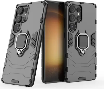 Produktbild von Handyhülle für Samsung Galaxy S25 Ultra Ring Case Hülle Outdoor Back Cover Bumper in Schwarz