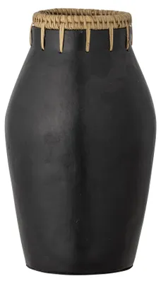 Dekovase Dixon, Terrakotta/Rattan, schwarz, 15x27 cm