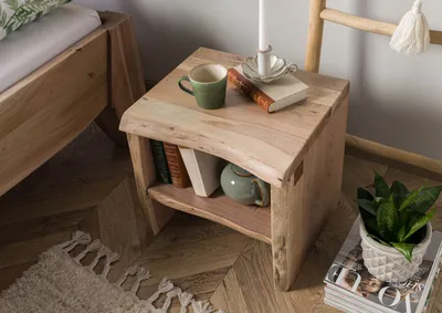 Produktbild von MASSIVMOEBEL24 Nachttisch Akazie 45x40x45 natur lackiert PURE ACACIA #310