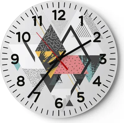Produktbild von Wanduhr - Rund - Glasuhr - Abstraktion modern - 40x40cm - Schleichendes Uhrwerk - Lautlos - zum Aufhängen bereit - Dekoration Modern - Wanddekoration aus Glas - C4AR40x40-3793