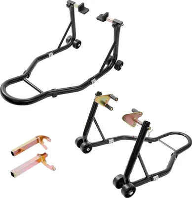 Obrázok produktu pre Stojan na motocykel, ťažká oceľ, nastaviteľné vidlice, čierny