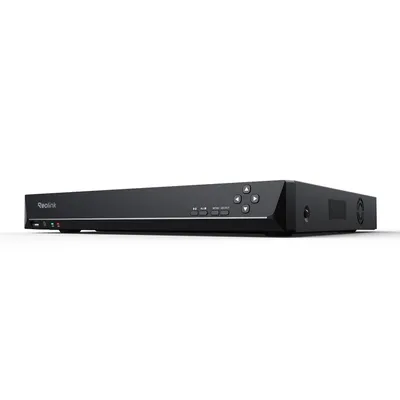 A black Reolink NVR device is shown against a white background.