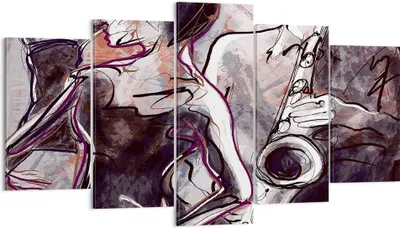 Produktbild von Bild auf Leinwand - Leinwandbild - Jazz Musik Musiker - 160x85cm - Wand Bild - Wanddeko - Leinwanddruck - Bilder - Kunstdruck - Wanddekoration - Leinwand bilder - Wandkunst - EA160x85-3572