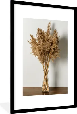 Produktbild von MuchoWow® Gerahmtes Poster Stilleben - Getreide - Vase 60x90 cm - Poster mit Schwarzem Bilderrahmen Wandposter Rahmen Foto Bilder - Dekoration - Wandposter Wohnzimmer - Hochwertig