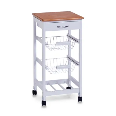 Obrázok produktu pre Kuchynský vozík Zeller, dekor biela/drevo, MDF