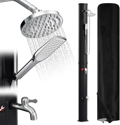 Image de TolleTour Douche solaire 20-60 litres - jusqu'à 60°C - avec pommeau de douche pivotant, douche de pied & tuyau d'arrosage