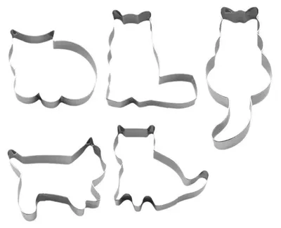 Productafbeelding van Kattenvorm Keksuitsteekset - 5-delig roestvrijstalen koekvormen