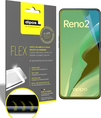 Produktbild von 2x Schutzfolie für Oppo Reno2 Folie, 100% Displayabdeckung, dipos Flex
