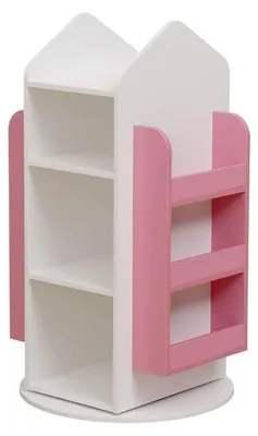 Produktbild von Home Deluxe - Kinderregal Juna - ca. 60 x 60 x 105,3 cm, Farbe: Weiß/Pink, 360° drehbar I Spielzeugregal Kinderbücherregal Kinderzimmerregal