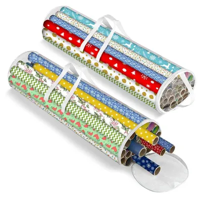 Produktbild von Geschenkpapier Aufbewahrung Tragetasche (2 Stk.) - Geschenkpapier Organizer aufbewahrung geschenkpapierrollen und Posterrolle