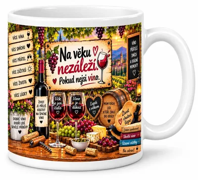Obrázek produktu pro Vtipný hrnek pro milovnici vína – Na věku nezáleží, pokud nejsi víno – 300 ml