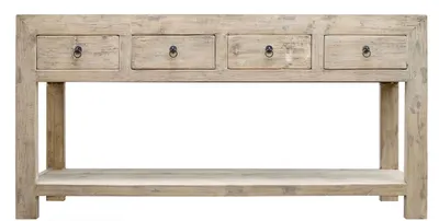 Produktbild von Casa Padrino Landhausstil Konsolentisch mit 4 Schubladen Naturfarben 170 x 45 x H. 85 cm - Landhausstil Konsole