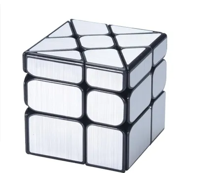 Produktbild von Brain Teaser Brushed Sticker Schwarzer Hintergrund Twisty Windmill 3x3 Mirror Speed Cube Silber