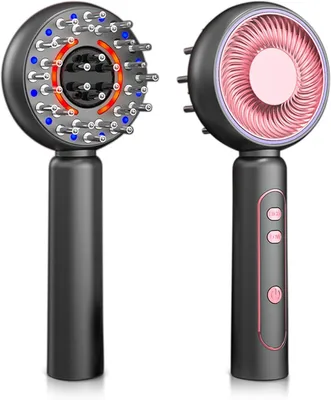 Produktbild von Kopfhaut-Massagebürste: Elektrisches Haar-/Kopfhautmassagegerät, Kopfhautöl-Applikator mit rotem Licht–tragbarer und wiederaufladbarer Kopfmassagekamm