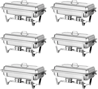 Image de Ensemble de chafing-dish en acier inoxydable, avec contrôle de la température, comprenant 6 récipients GN de dimensions 1/2