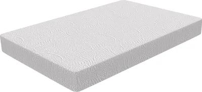 A white mattress with a textured surface is shown on a white background.