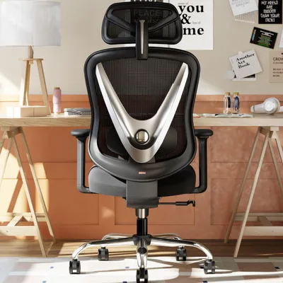 Ergonomischer Bürostuhl mit 3D-Lendenstütze, 3D-Armlehnen, schwarz