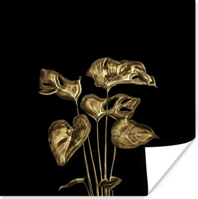 Produktbild von MuchoWow® Poster Blätter - Gold - Pflanzen 75x75 cm - Wand Dekoration