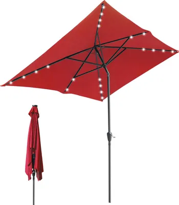 Produktbild von Faziango Terrassen-Sonnenschirm 2 × 3 m mit LED – Optimaler Sonnenschutz für Außenbereich, Rot