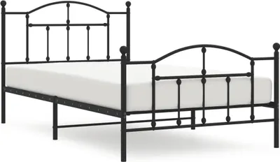 Productafbeelding van vidaXL Bedframe met hoofdeinde en voeteneinde, zwart metaal, 107x203 cm
