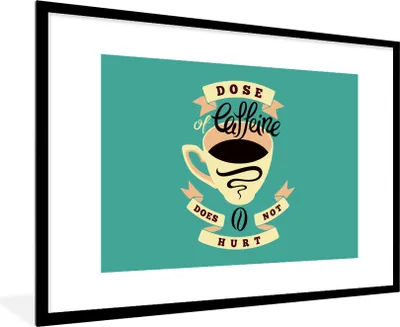 Produktbild von MuchoWow® MuchoWow® Gerahmtes Poster Kaffee - Sprichwörter - Vintage - Eine Dosis Koffein tut nicht weh - Zitate 90x60 cm - Poster mit zchwarzem Bilderrahmen - Wanddekoration - Fotos