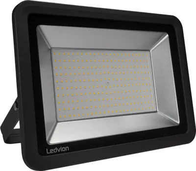 A studio shot of a black LED floodlight.