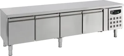 Immagine prodotto di Banco refrigerato in acciaio inox con 4 porte - +2/+8 °C, raffreddamento ventilato, 4 x 1/1 GN