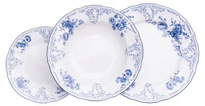 Produktbild von Tellerset, tschechisches Porzellan, Bernadotte, blaue Blumen, 18 d., Thun 1794