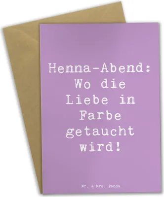 Produktbild von Mr. & Mrs. Panda neujahrskarte Spruch Henna-Abend Farbenliebe - Lavendeltraum - Geschenk, einladungskarten, Braut, Tradition, Liebe, osterkarte, Heiraten, hochzeitskarten