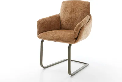 Produktbild von DELIFE Freischwinger Luan-Flex mit Armlehnen Chenille Rost Freischwinger flach Effektfinish Titan