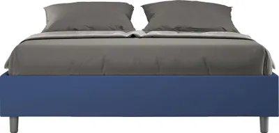Produktbild von ITYHOME - Gepolstertes Bett mit Bettkasten 160x200 mit Kunstlederbezug Blau Azelia