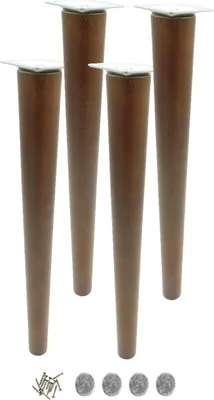 Produktbild von Möbelfüße aus Buchenholz 45 cm mit trockener Nussbeize - 4 Stück Set mit Montageset für DIY und Ikea Möbel