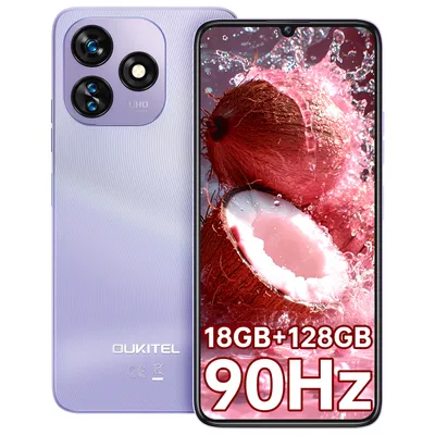 Image de OUKITEL C51 Smartphone Android 14, Téléphone Portable, 18 Go RAM (6+12) + 128 Go, écran 6,8 pouces 90 Hz, Caméra 13 MP, Violet