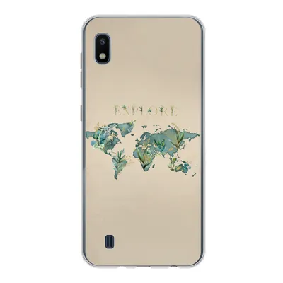Produktbild von MuchoWow® Handyhülle Schutzhülle Hülle für Samsung Galaxy A10 Weltkarte - Pflanzen - Wasser Silikon Softcase Handy Hülle - Schutzhülle