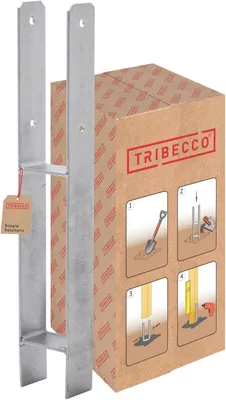 Produktbild von TRIBECCO® H-Pfostenträger für Beton (91 x 91/600) feuerverzinkt, Gesamthöhe: 600 mm, Materialstärke: 5 mm, lichte Breite: 90 mm