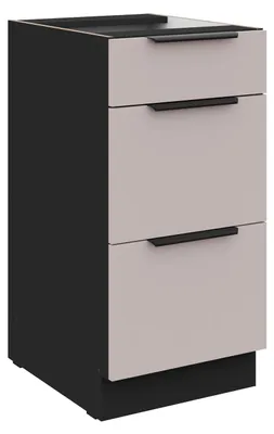 Produktbild von Küchen Unterschrank 40 cm Küche ARONA Kaschmir beige matt + Schwarz matt Soft-Close Küchenzeile Küchenblock