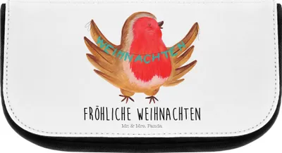 Produktbild von Mr. & Mrs. Panda Organizer Rotkehlchen Weihnachten - Weiß - Geschenk, Vogel, Kulturbeutel, kosmetiktäschchen, Weihnachtsgruß, kulturtäschchen, Kulturtasche, Waschbeutel