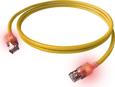 Produktbild von EasyLan DualBoot LED Patchkabel RJ45 S/FTP Cat.6A (Class EA), mit saCon Stecker, LSOH, gelb, 2 m