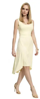 Produktbild von Damen Kleid Trägerkleid Asymmetrisch; Gelb L (40)
