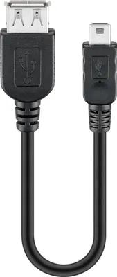 Zdjęcie produktu dla Goobay 95006, 0,2 m, USB A, Mini-USB B, USB 2.0, Męska/Żeńska, Czarny