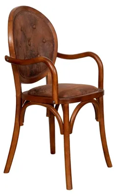 Produktbild von Esszimmerstühle aus Holz und Kunstleder, 45 x 47 x 96 cm, Sessel im Vintage-Stil, gepolsterter Sessel für Wohnzimmer und Küche, klassisch