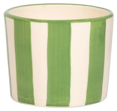Immagine prodotto di Lido Set 2 Bicchieri Tumbler Righe Verde Vetroceramica Artigianale Fatta a Mano Civita Castellana Design Vintage Forma Coppetta Gelato Serie Lido