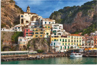 Produktbild von ARTland Wandbild Alu für Innen & Outdoor Hafen von Amalfi an der Amalfiküste Größe: 30x20 cm