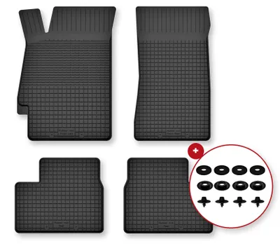 Image de Tapis de sol en caoutchouc pour Peugeot 406 1995-2004 (berline/break) – 4 pièces, noirs, semi-universel, adapté